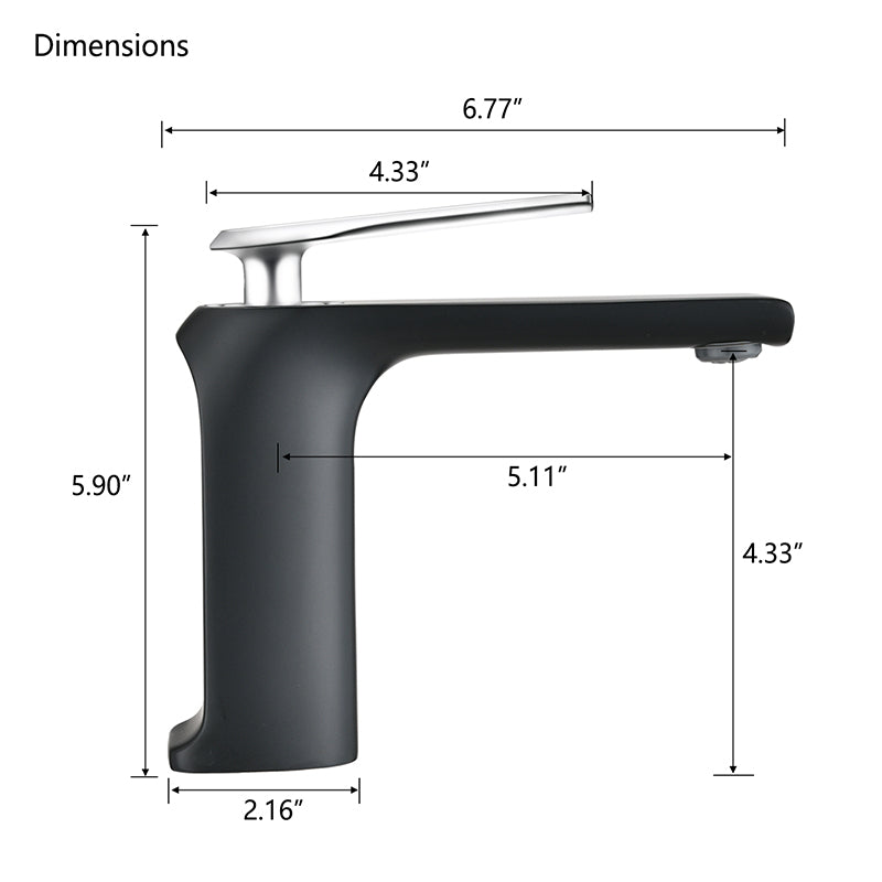 Modern Single Hole Single Handle Brass Bathroom Sink Faucet in Matte Black