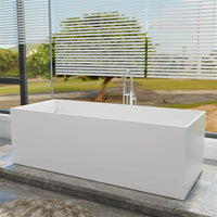 67'' Freestanding Rectangular Bathtub with Ergonomic Backrest