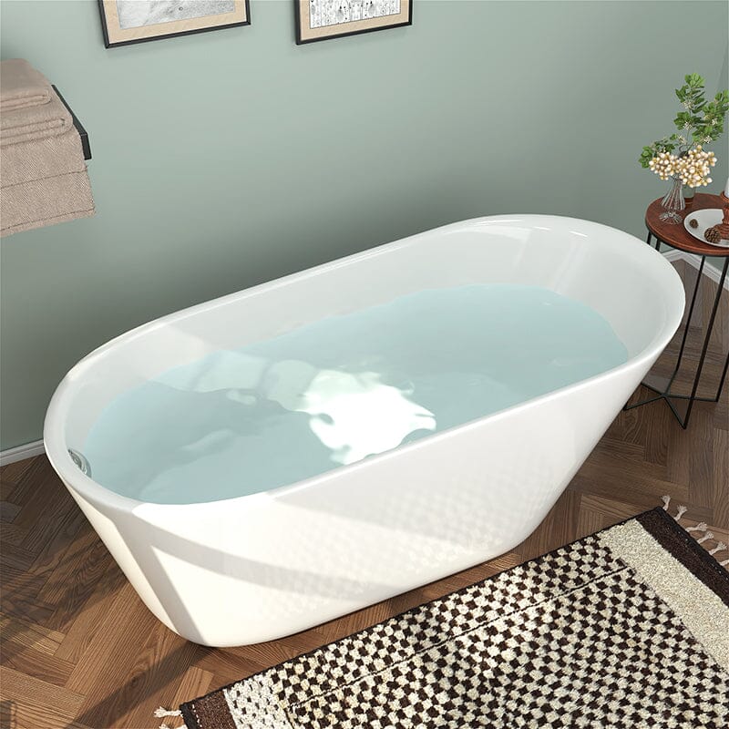 Mokleba 61&quot; Acrylic Single Slipper Freestanding Soaking Bathtub Glossy White