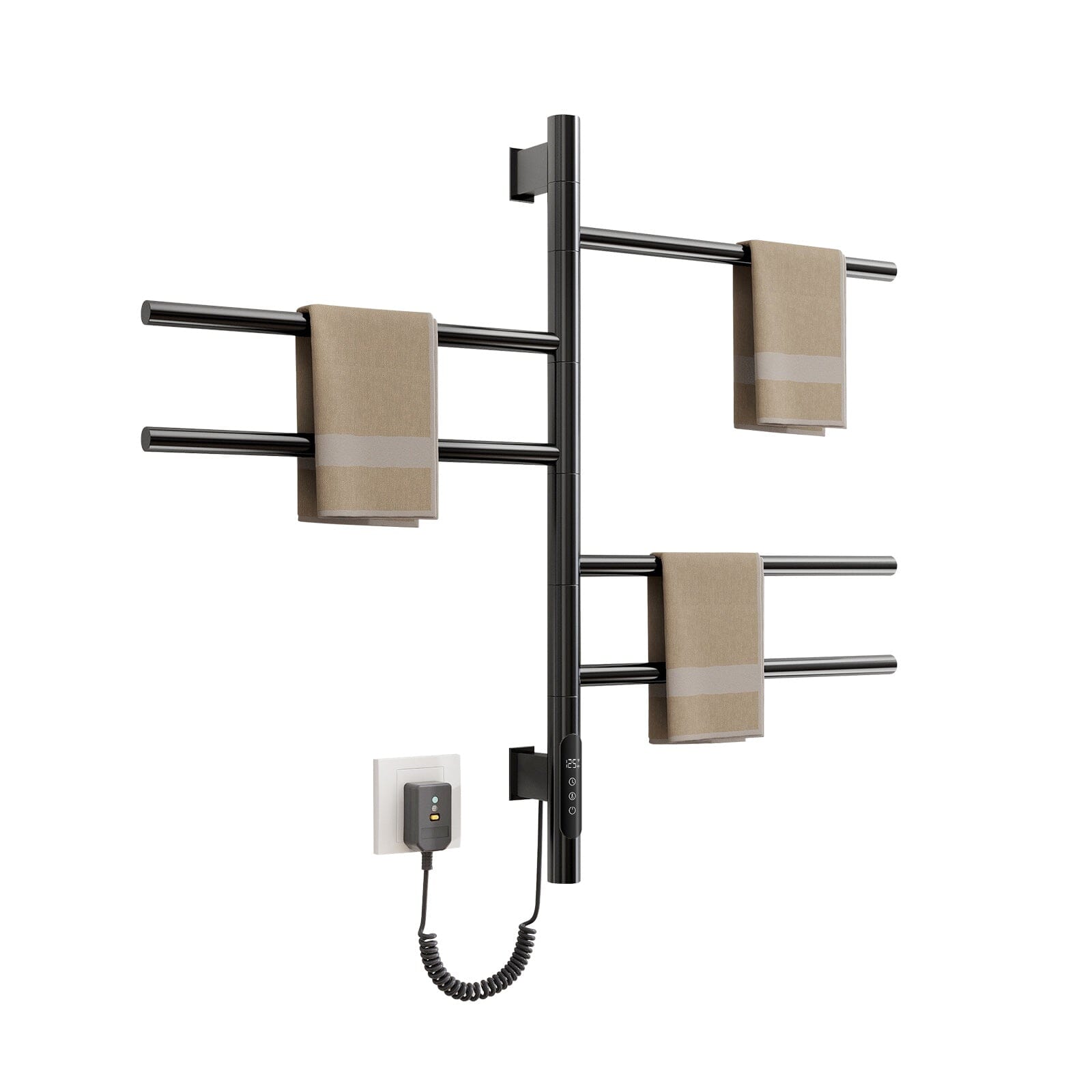 Heated Towel Racks for Bathroom, 180° Rotating Wall Mounted Towel Warmer with Built-in Timer