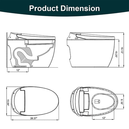 One-Piece Elongated Floor Smart Toilet with Seat Heating and Automatic Flushing