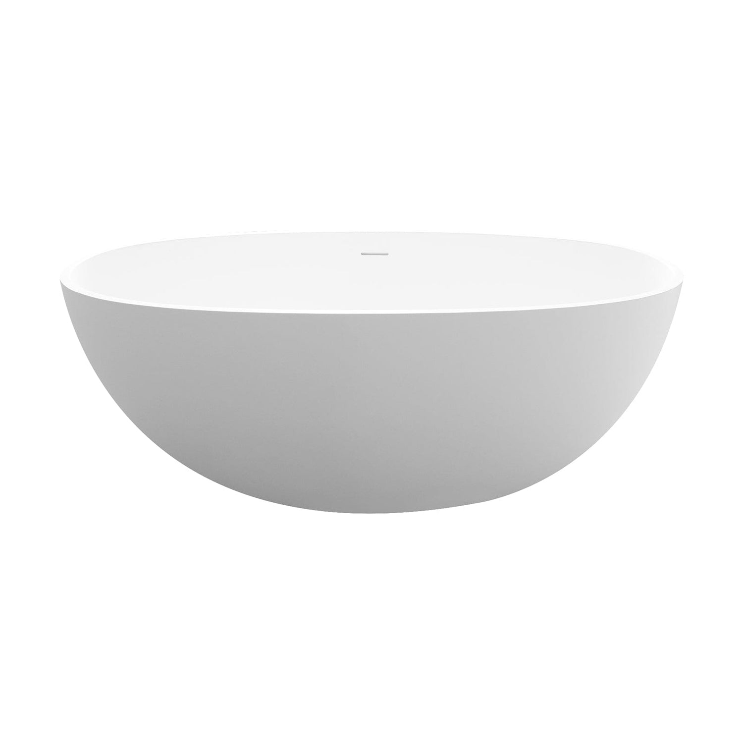 55&quot; Solid Surface Stone Resin Oval-shaped Freestanding Soaking Bathtub with Overflow