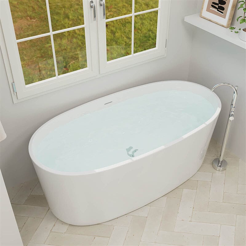 Mokleba 67&quot; Acrylic Modern Bathtub Oval Shape Freestanding Soaking Tub