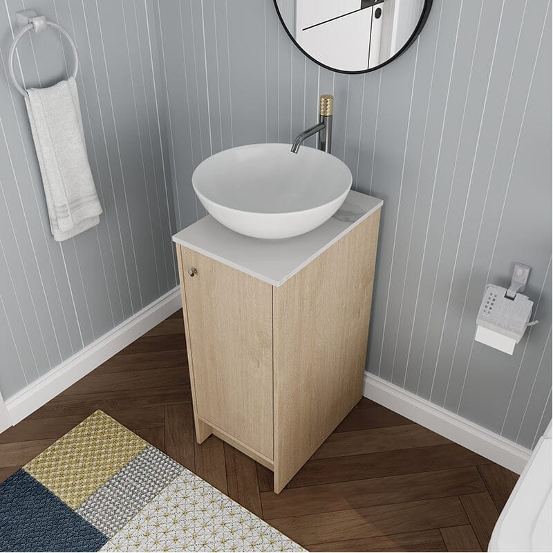 16&quot; Freestanding Bathroom Vanity with Round Sink with Soft Close Doors and Shelves