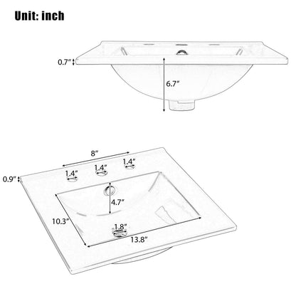 20 Inch Black Simple Bathroom Vanity Top Sink With Storage Size Specifications