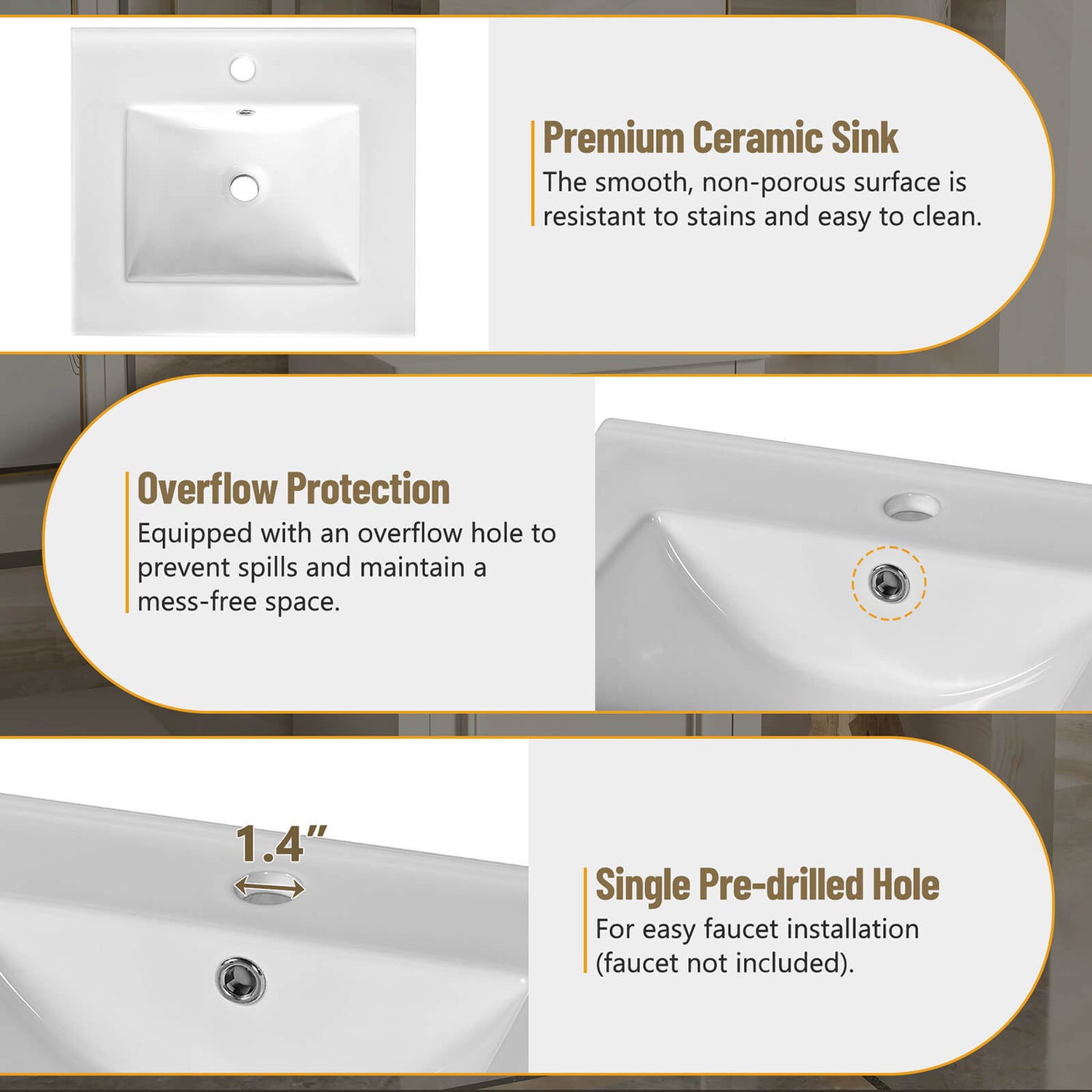 20 White Mid Century Modern Freestanding Vanity Sink Prep Instructions