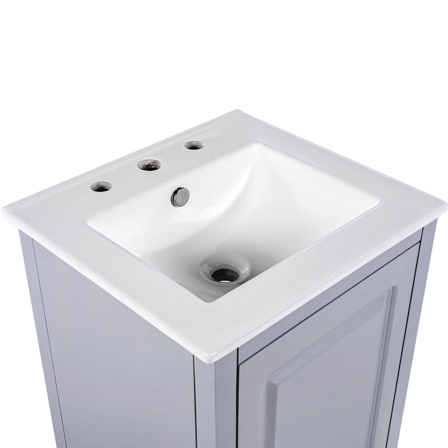 20 inch minimalist gray bathroom vanity with ceramic sink