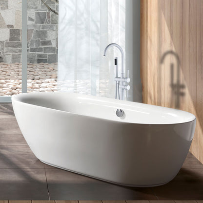 38&quot; Sleek Silver Modern Freestanding Tub Filler