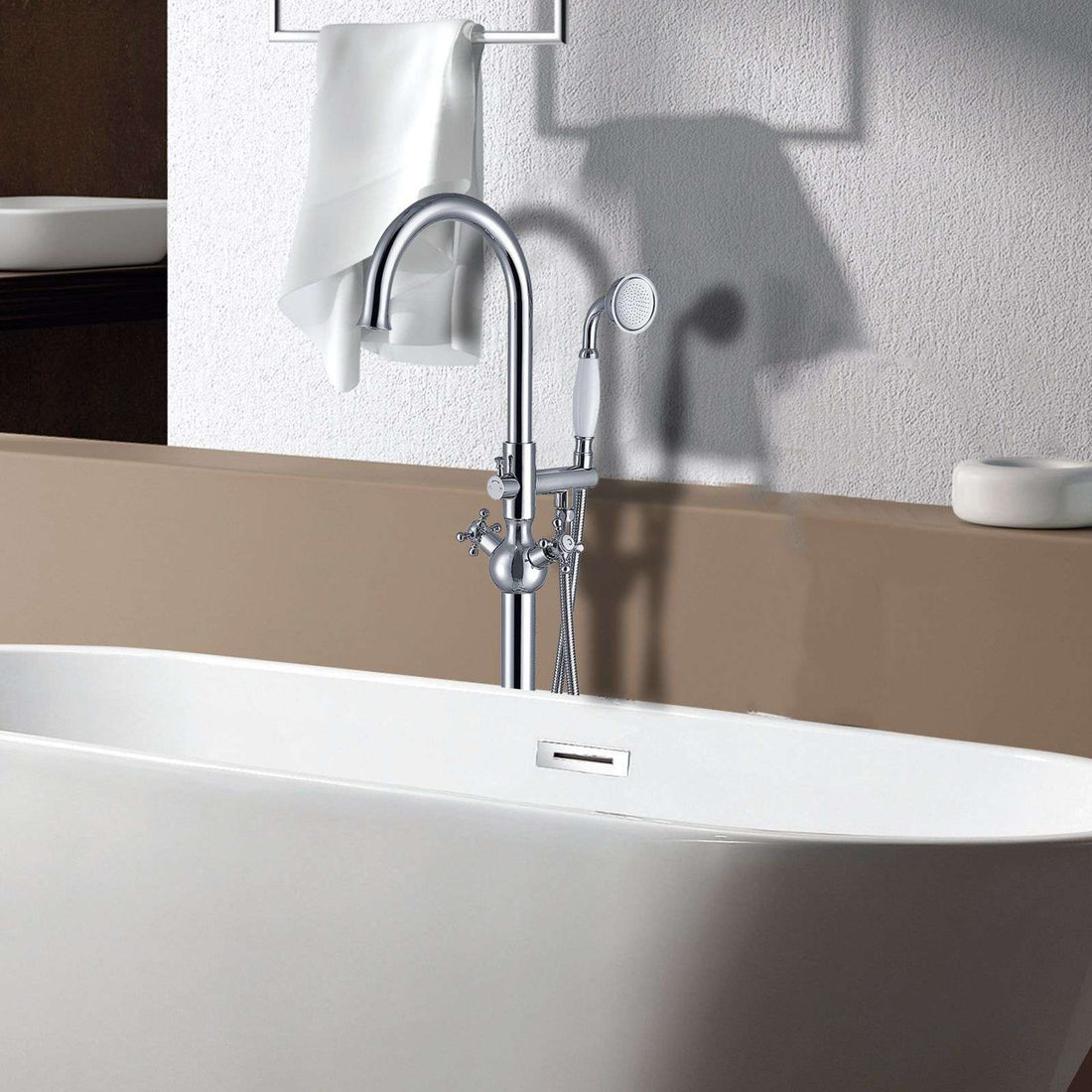 Double Handles Freestanding Tub Filler Faucet