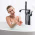 31" Matte Black Floor Mount Roman Retro Quadrangle Tub Filler Faucet