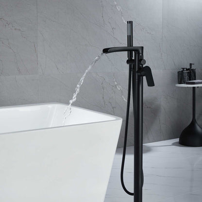 Matte Black Freestanding Tub Filler Faucet Complete with Hand Shower