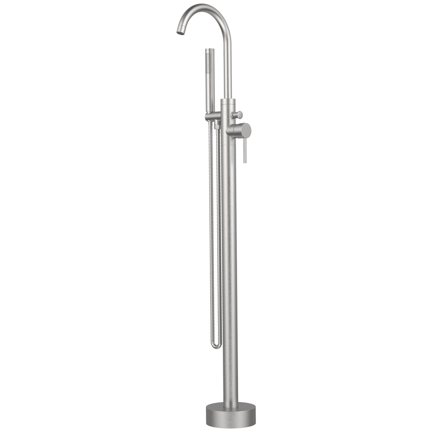 Brushed Nickel Retro Brass Single Handle Shower Freestanding Tub Filler Faucet, Floor Mounted &amp; Bubble Former