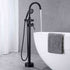 Matte Black Modern Hand held Shower Floor Mounted Freestanding Tub Filler