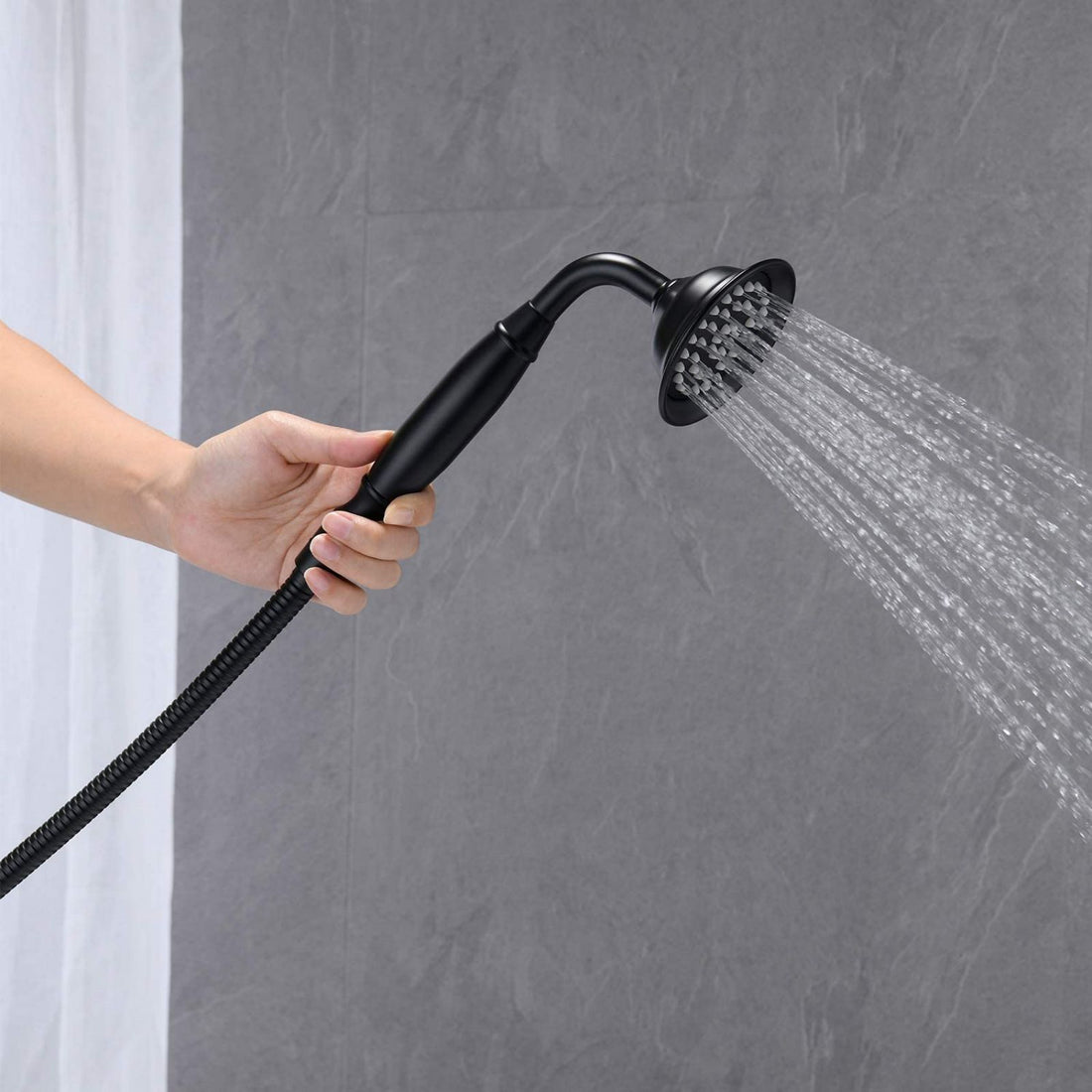 Matte Black Floor Mounted Freestanding Tub Filler Hand held Shower