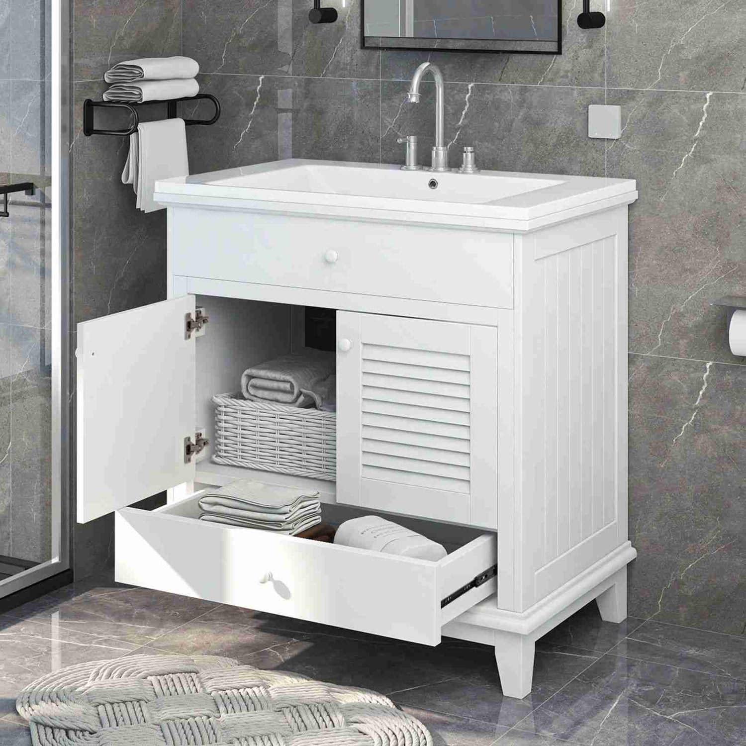 30&quot; white bathroom vanity