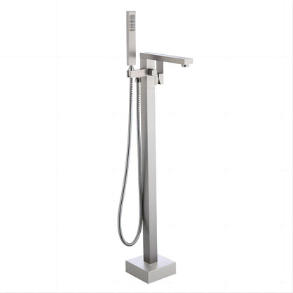 Brushed Nickel  Freestanding Tub Filler Faucet with Hand Shower