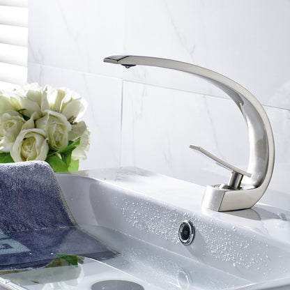 Brushed nickel geometric shapes faucet