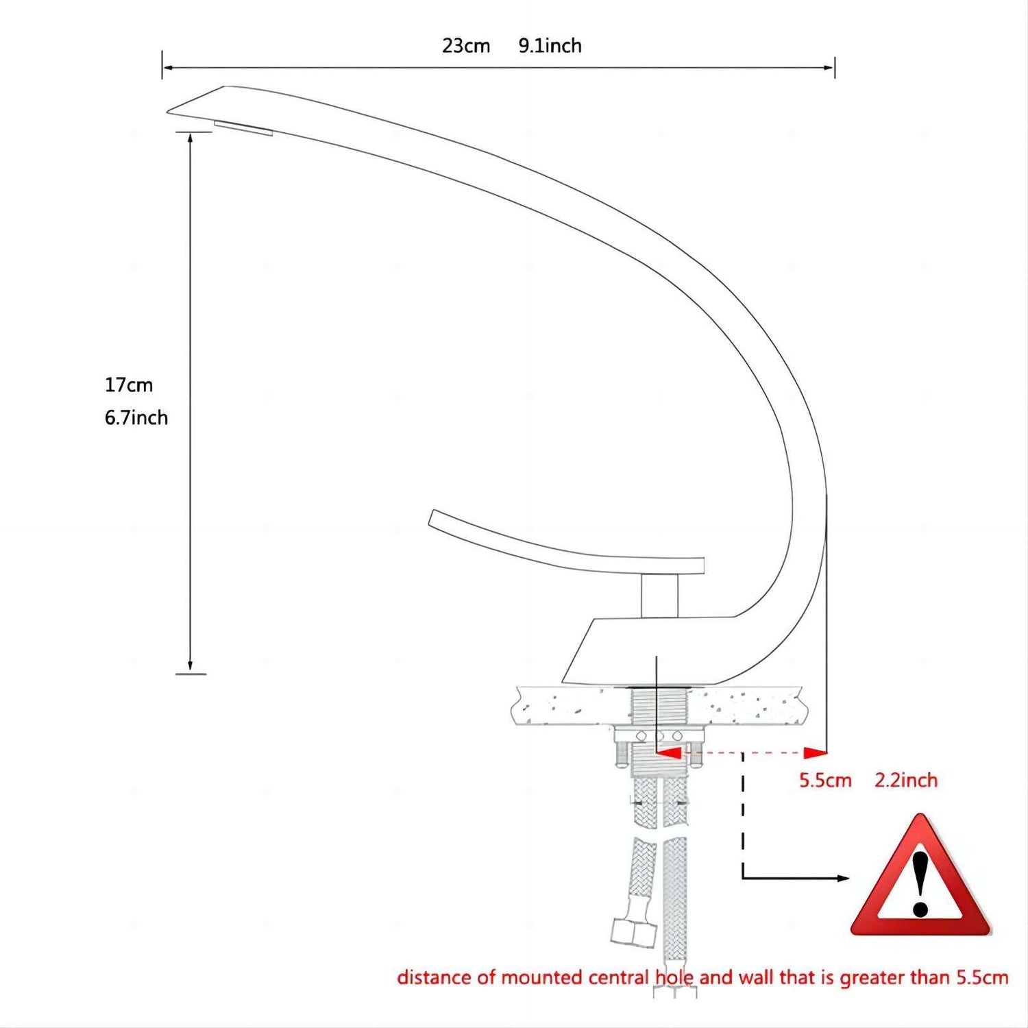 Black geometric faucet size