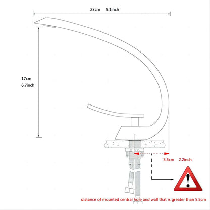 Brushed nickel geometric faucet size