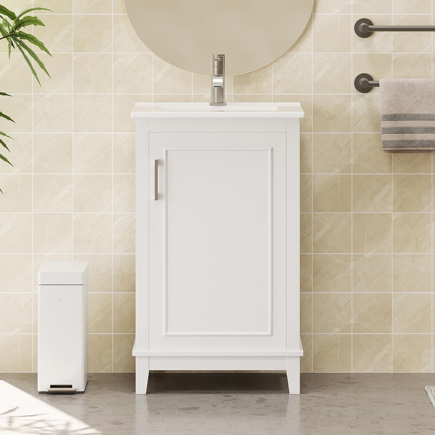 20 inch White Single-Door Bathroom Vanity