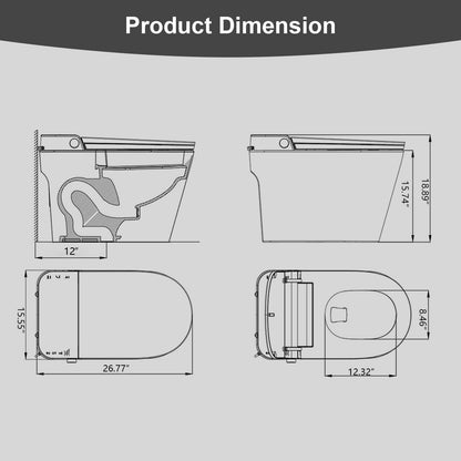 GIVINGTREE Smart Toilet with Bidet Built in, Heated Seat, Automatic Flush, Night Light