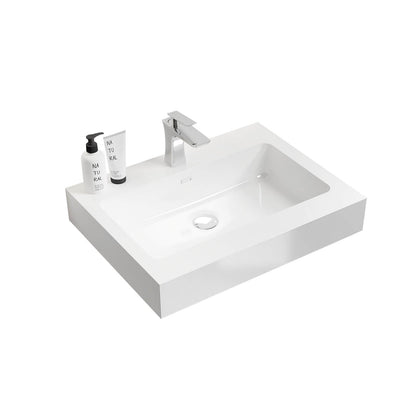 24 in x 18 in White Solid Surface Vanity Top