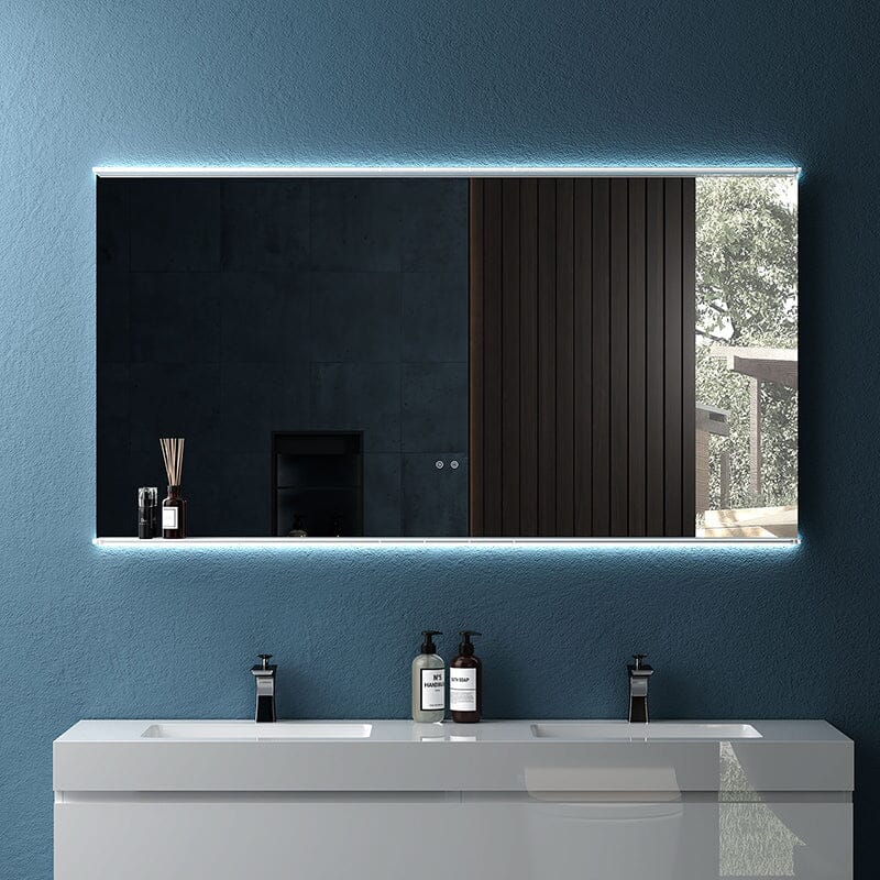 Rectangular Wall Mount LED Lighted Bathroom Vanity Mirror with Shelf