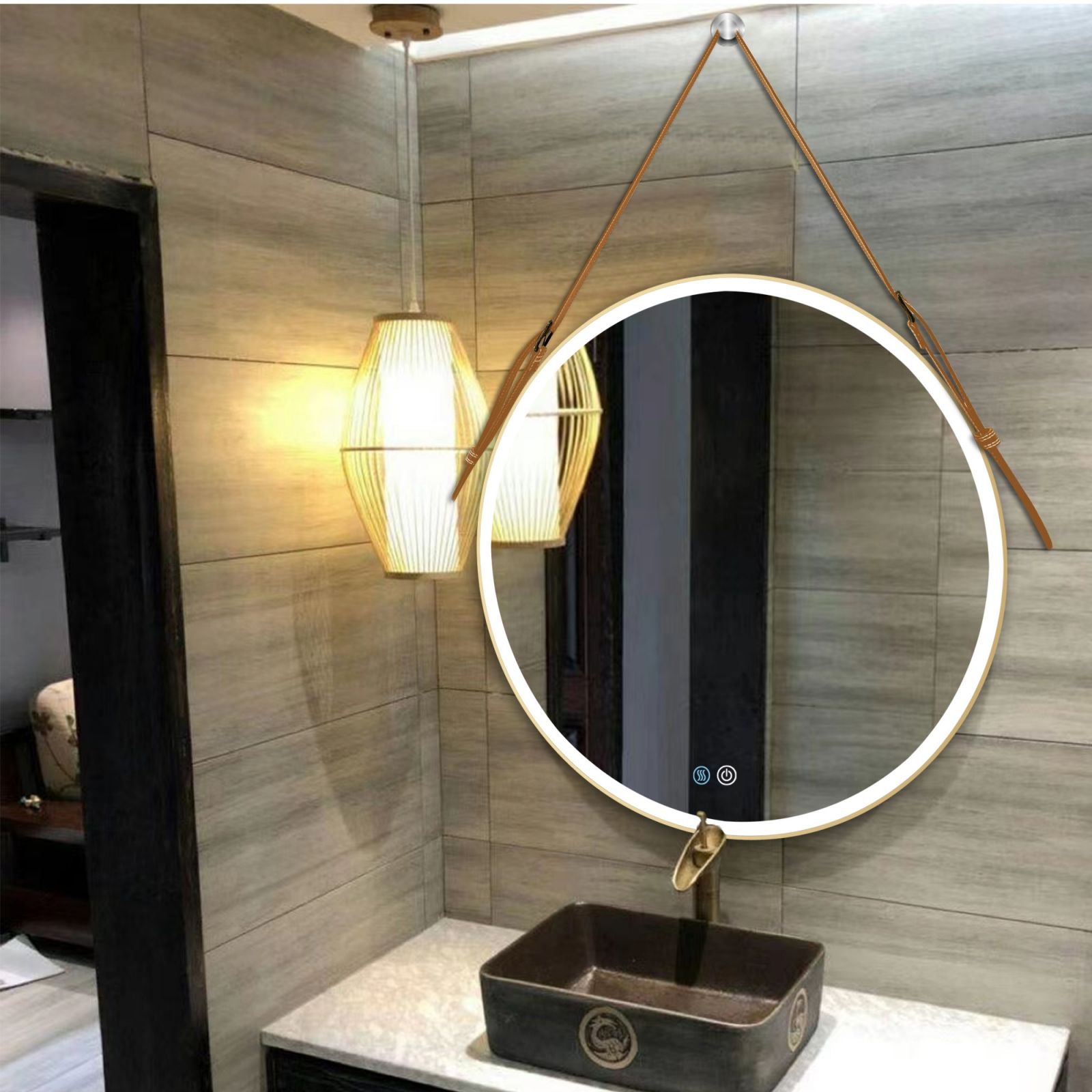 28 Inch Smart Dimmable Round LED Bathroom Mirror