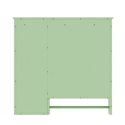 29 x 28 Green Medicine Cabinet Back Dimensions with Open Shelves and Mirrored Doors