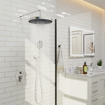 10&quot; Wall Mount Round Shower Set with Head Shower &amp; Hand Shower Combo Set