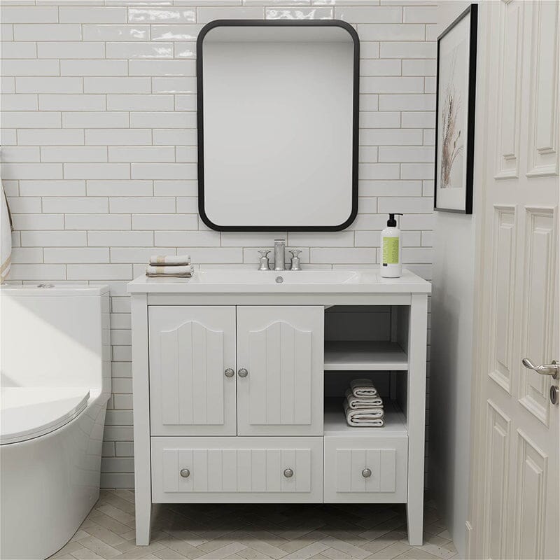 Two Doors and Drawers Bathroom Vanity White