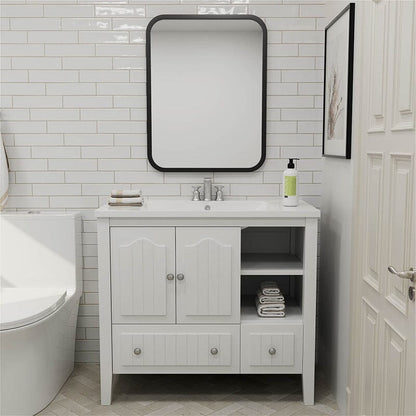 Two Doors and Drawers Bathroom Vanity White