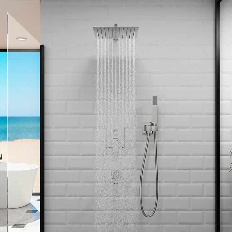 12&quot; Square Shower Set with Hand Shower &amp; Tub Spout Shower Combo Set