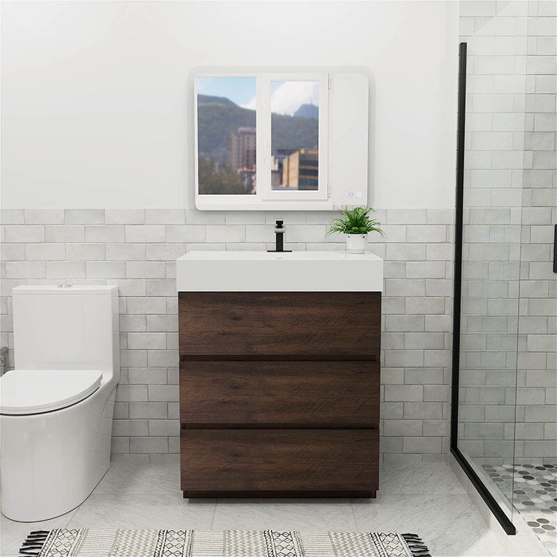 30 Inch Bathroom Vanity with Sink Floor Mounted One-Piece Sink Cabinet