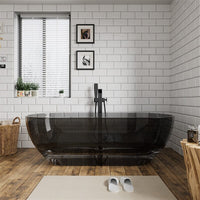 69" Resin Oval Modern Art Transparent Freestanding Soaking Bathtub