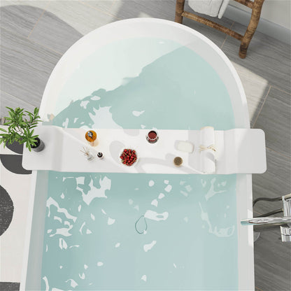 65&quot; Modern Oval Tub Solid Surface Stone Resin Freestanding Soaking Bathtub with Tub Tray