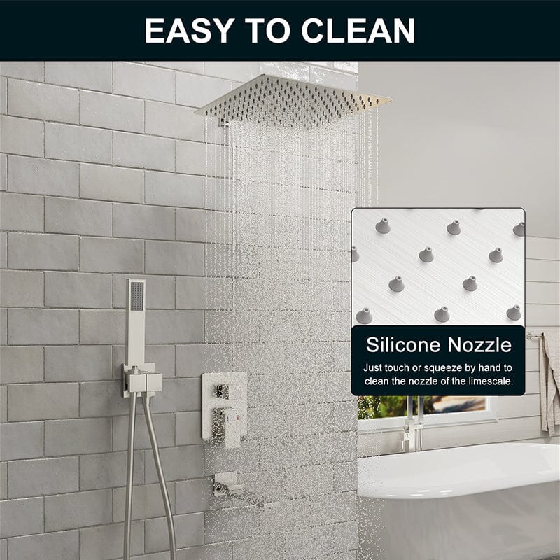 12&quot; Square Shower Set with Hand Shower &amp; Tub Spout Shower Combo Set