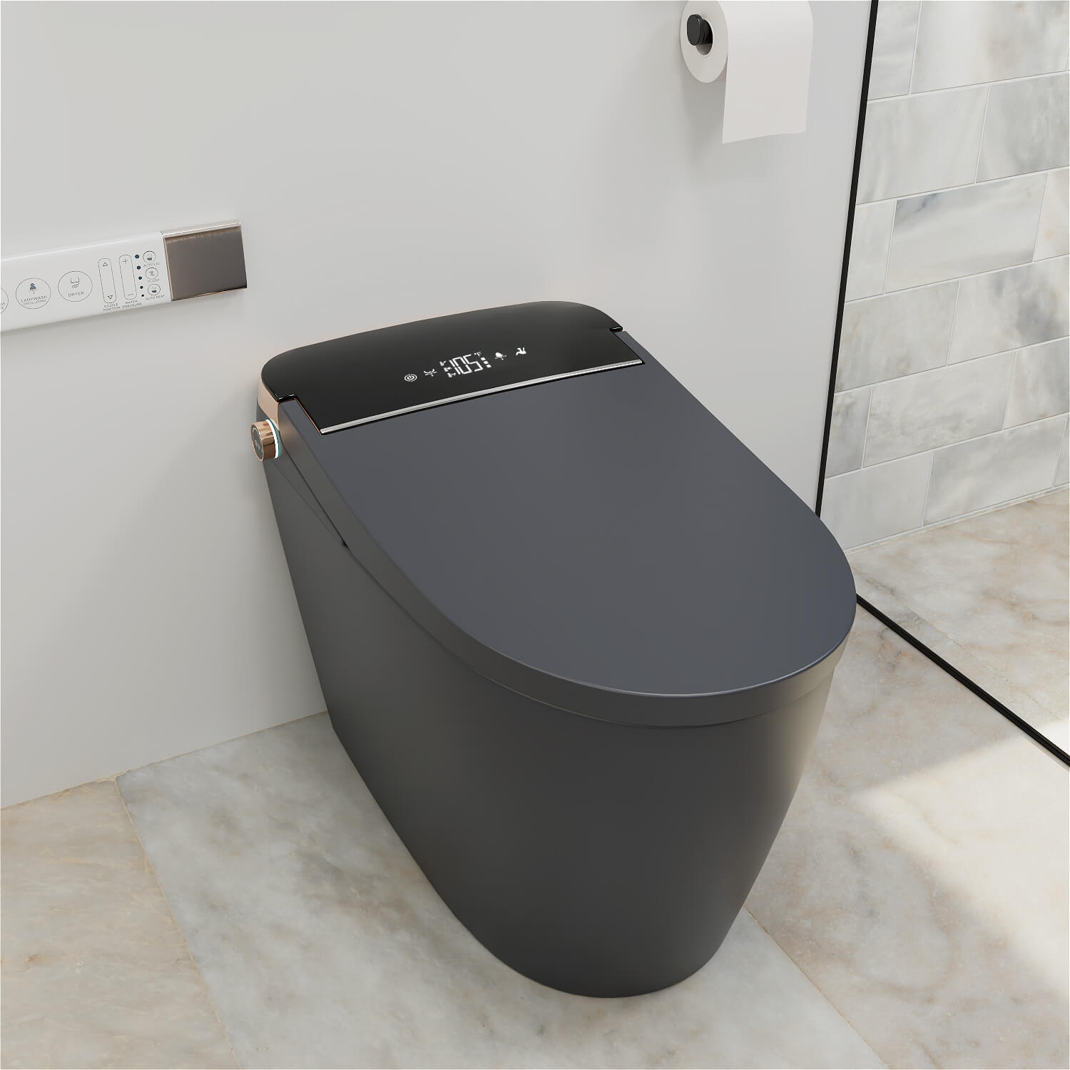 One Piece Smart Toilet with Bidet Built in, LED Night Light, Heated Seat, Warm Water