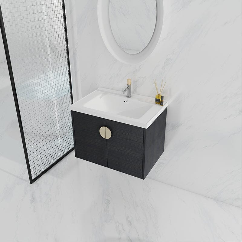 28 Inch Small Bathroom Vanity Cabinets With Sink Float Mounting Design,Soft Close Doors