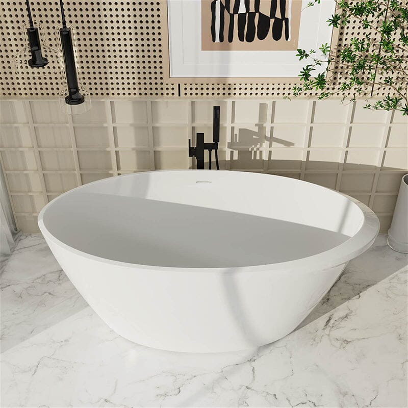 Mokleba 67&quot; Acrylic Oval Modern Freestanding Soaking Bathtub White