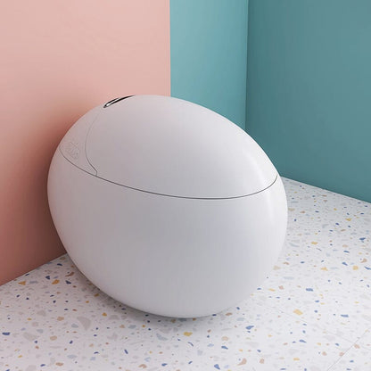 Modern White Egg-Shaped Smart Toilet with Remote Control