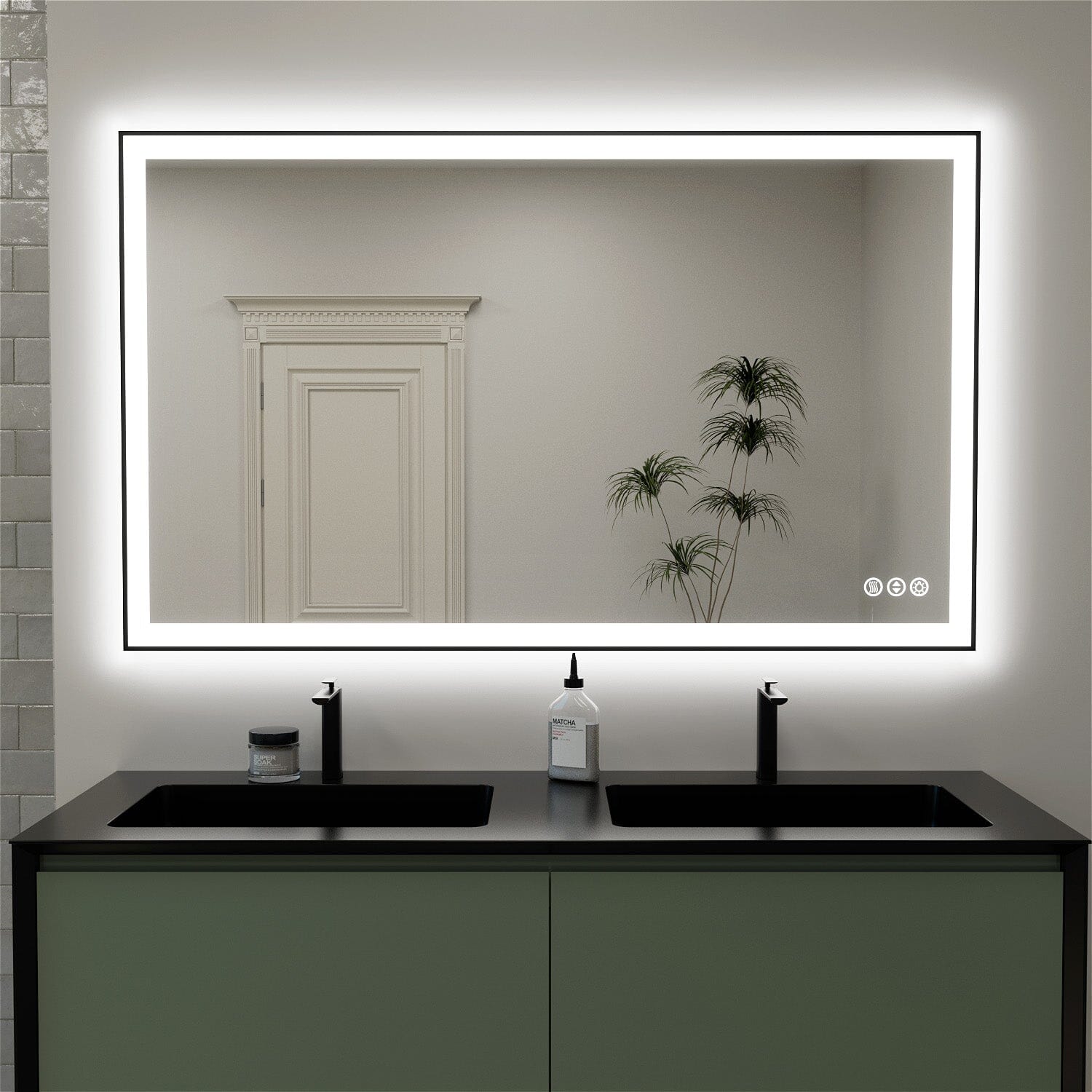 GIVING TREE 60&quot;/72&quot;/84&quot; LED Bathroom Mirror with Black Frame, Anti-Fog, Shatter-Proof, Memory, 3 Colors