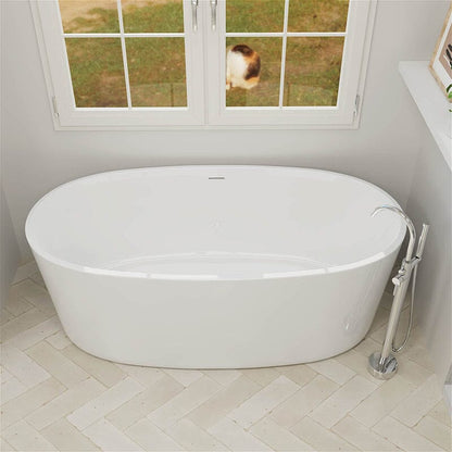 Mokleba 67&quot; Acrylic Modern Bathtub Oval Shape Freestanding Soaking Tub