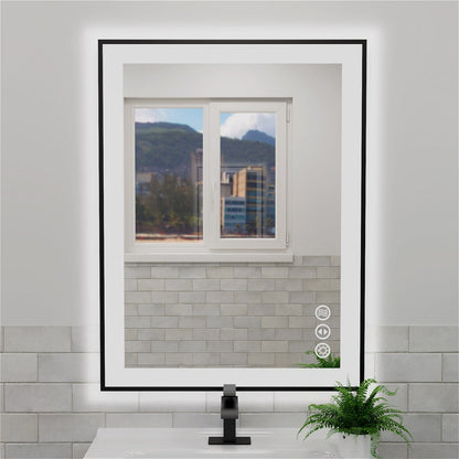 GIVING TREE 28&quot;/32&quot;/36&quot;/40&quot; LED Bathroom Mirror with Black Frame, Anti-Fog, Shatter-Proof, Memory, 3 Colors