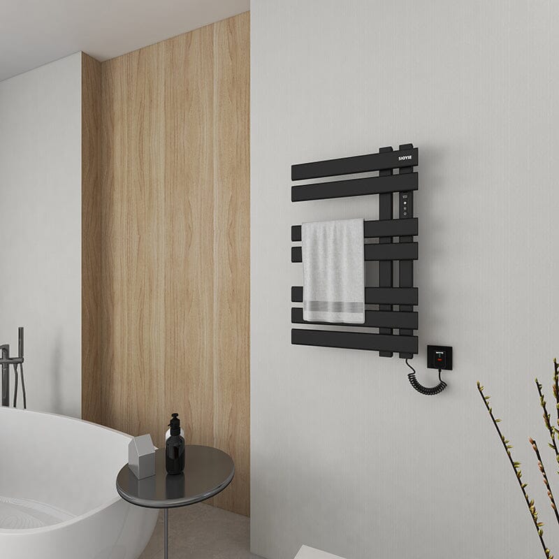 Electric Towel Warmer, Heated Towel Rack with Touch Panel, Timer &amp; Adjustable Temperature, Flat 7 Bar Towel Warmer, Plug-in