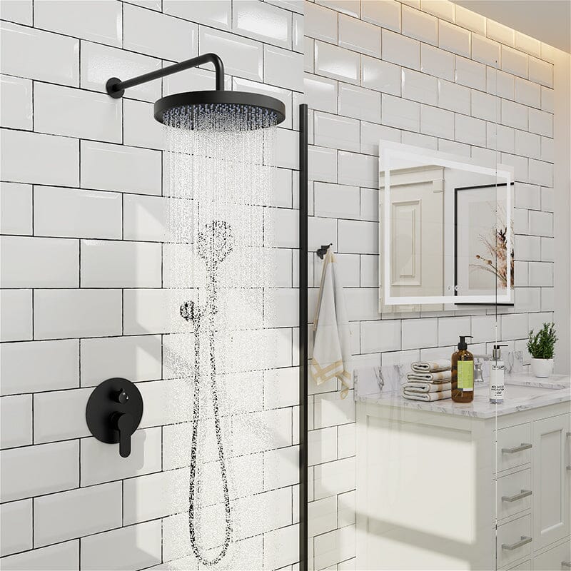 10&quot; Wall Mount Round Shower Set with Head Shower &amp; Hand Shower Combo Set