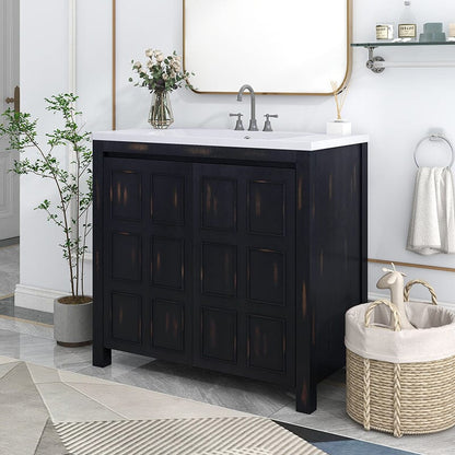 36-Inch Classical Freestanding Bathroom Vanity with Sink and Adjustable Shelf