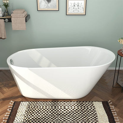 Mokleba 61&quot; Acrylic Single Slipper Freestanding Soaking Bathtub Glossy White