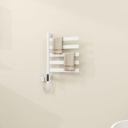 Heated Towel Racks for Bathroom, 180° Rotating Wall Mounted Towel Warmer with Flat 5 Bar