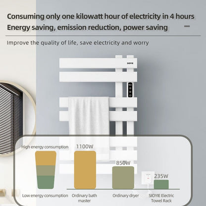 Electric Towel Warmer, Heated Towel Rack with Touch Panel, Timer &amp; Adjustable Temperature, Flat 7 Bar Towel Warmer, Plug-in